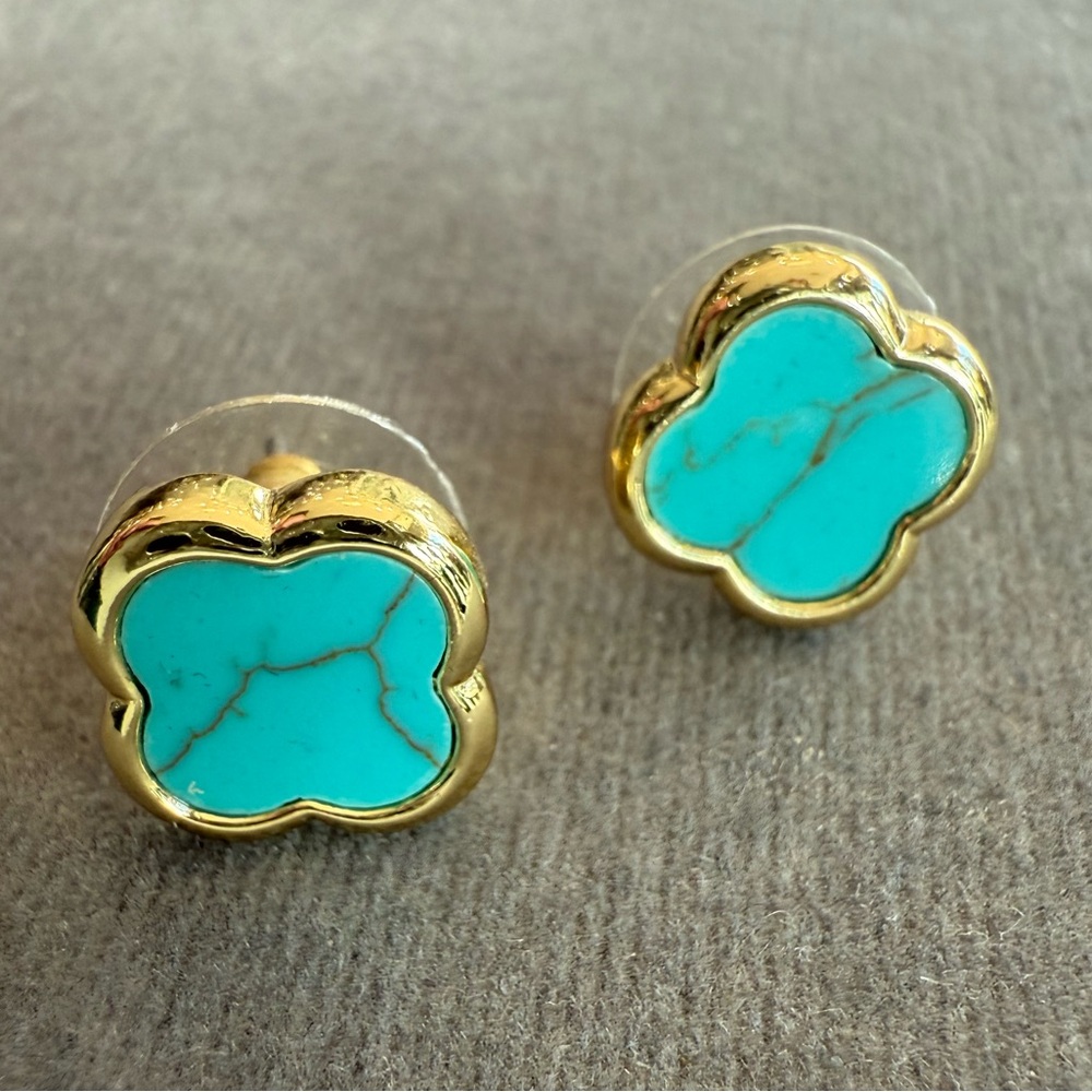 New Clover Turquoise Stud Earrings